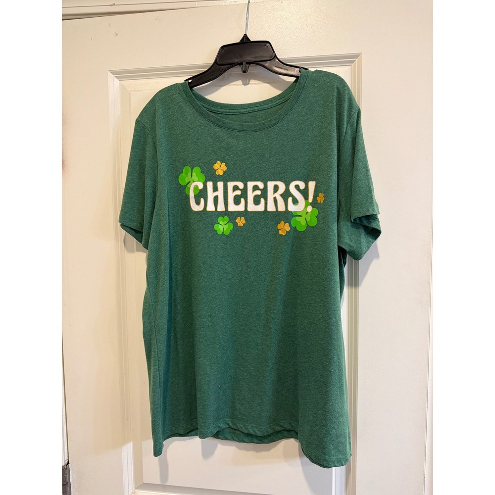 Way to Celebrate St Patricks Day Cheers Green Shamrock Graphic T-Shirt XL 16-18